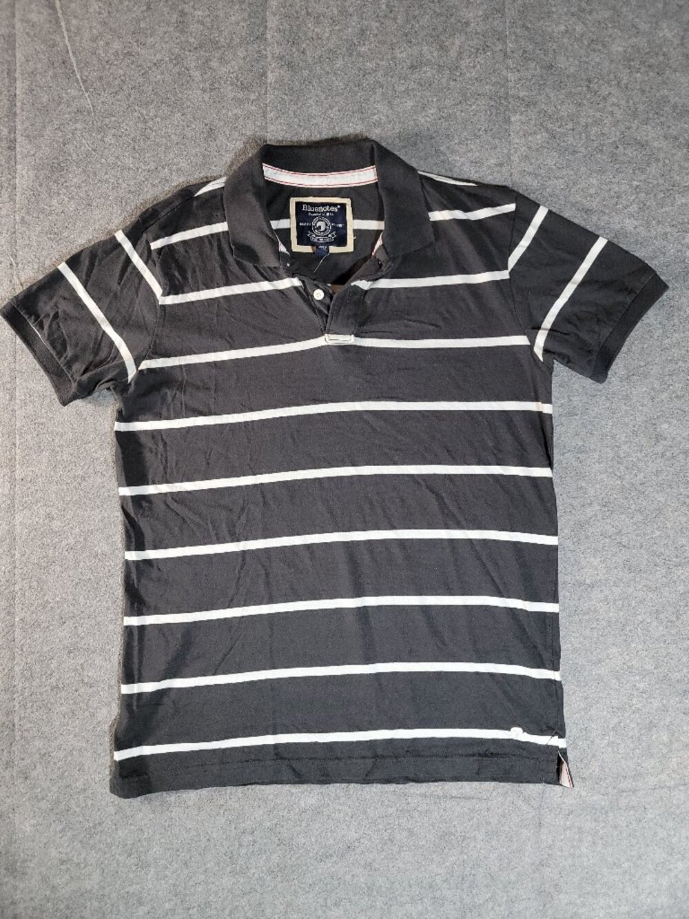 NWT Bluenotes Y2K Black White Striped Polo Shirt Size Large